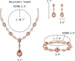 EleQueen Women's Wedding Bridal Jewelry Sets for Brides Bridesmaids, Cubic Zirconia Teardrop Necklace Tennis Bracelet Dangle Earrings Jewellery Set - Image 4